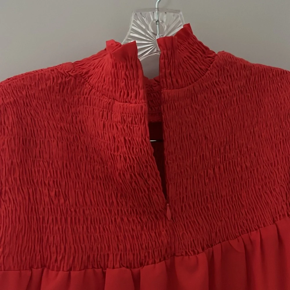 French Connection Red Ruffled Sleeveless Blouse - Picture 7 of 8